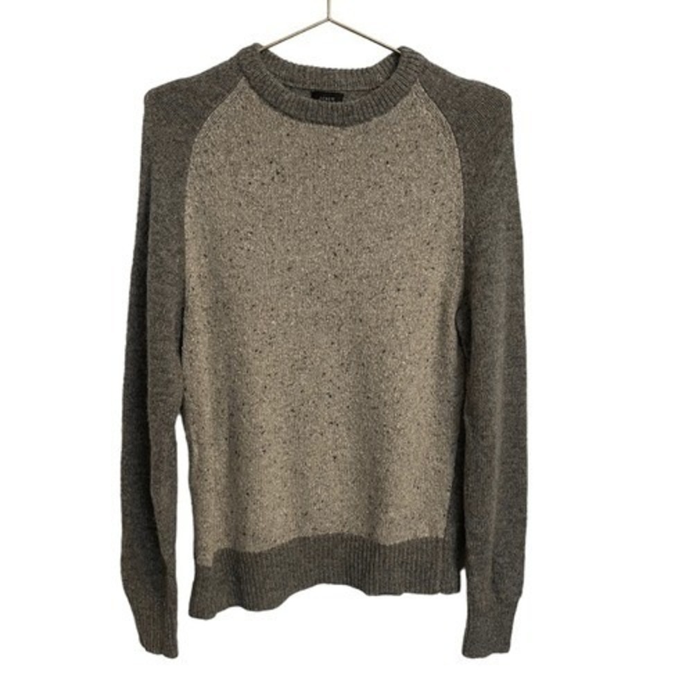 J. Crew Mens Small Grey Colorblock Donegal Speckled Raglan Crewneck Sweater